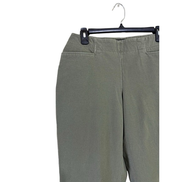 Talbots Olive Green Pants Size 4 Curvy Ankle Side Zip High Rise Cotton Stretch - Picture 3 of 9